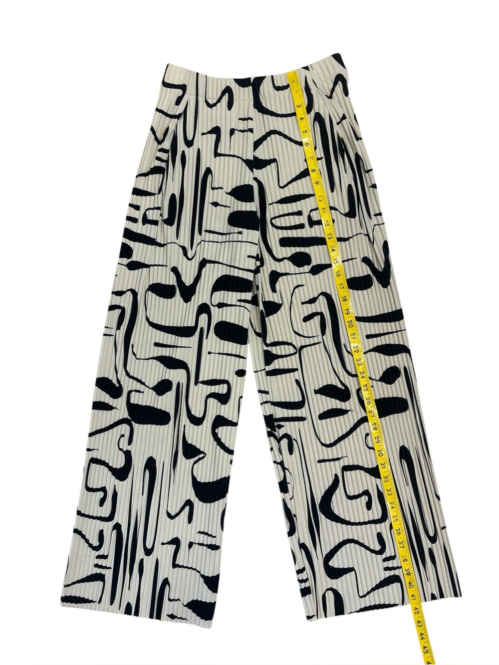 COS Pleated Elasticated Trousers black and beige abstract graphic print size S - Picture 5 of 7